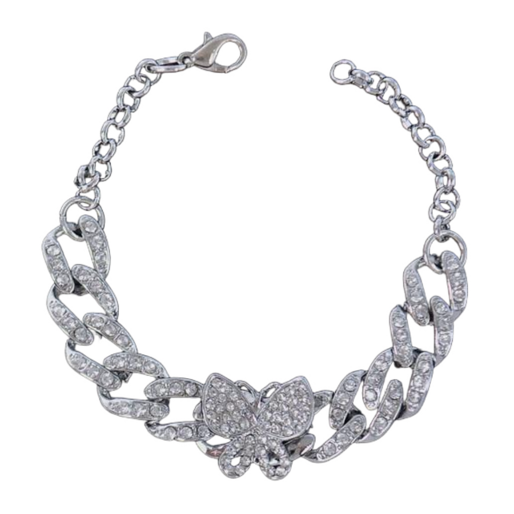 Rhinestone Butterfly Chain Bracelet
